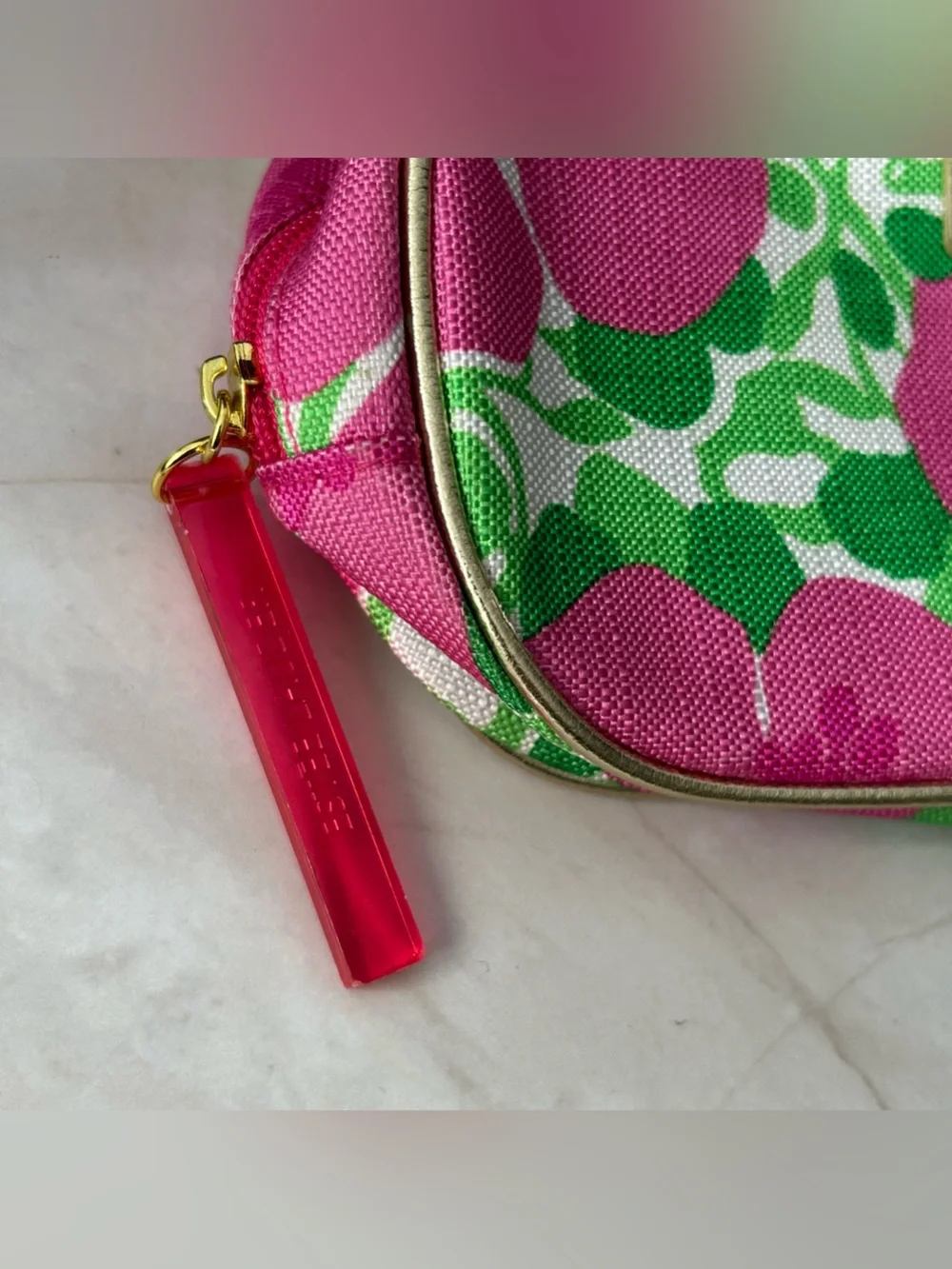 Lilly Pulitzer for Estée Lauder Floral Cosmetic Pouch with Gold Trim